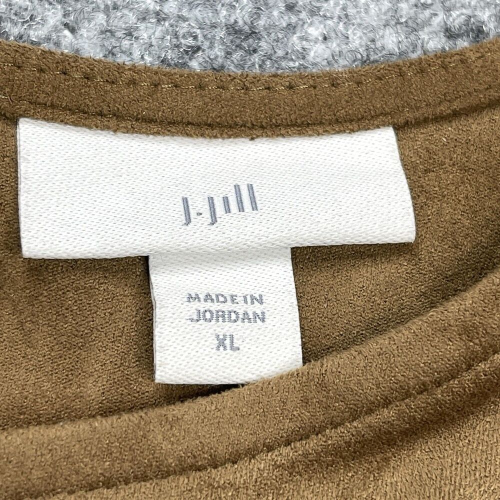 J Jill Faux Suede Top Womens XL Brown Short Sleeve Boho Western Neutral - Picture 5 of 10